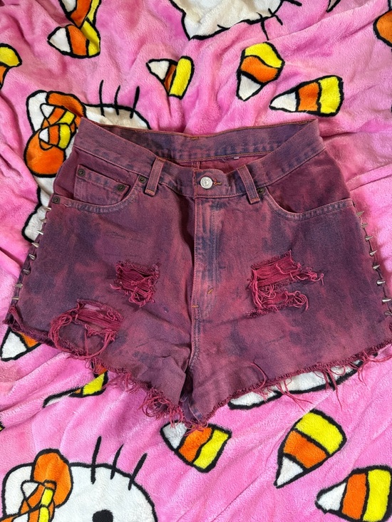 Levi's Pants - Distressed High-Waist Denim Shorts burgundy